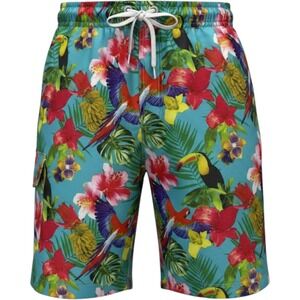 RS Surf Swim Trunks Small Tropical Toucan Floral Board Shorts‎ Men's